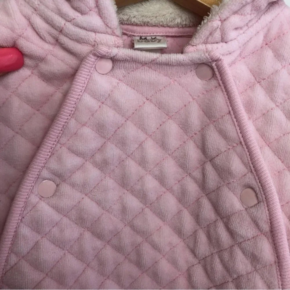 Nordstrom Baby bunting pink quilted velour fleece lined hood size 6 months - Picture 11 of 11